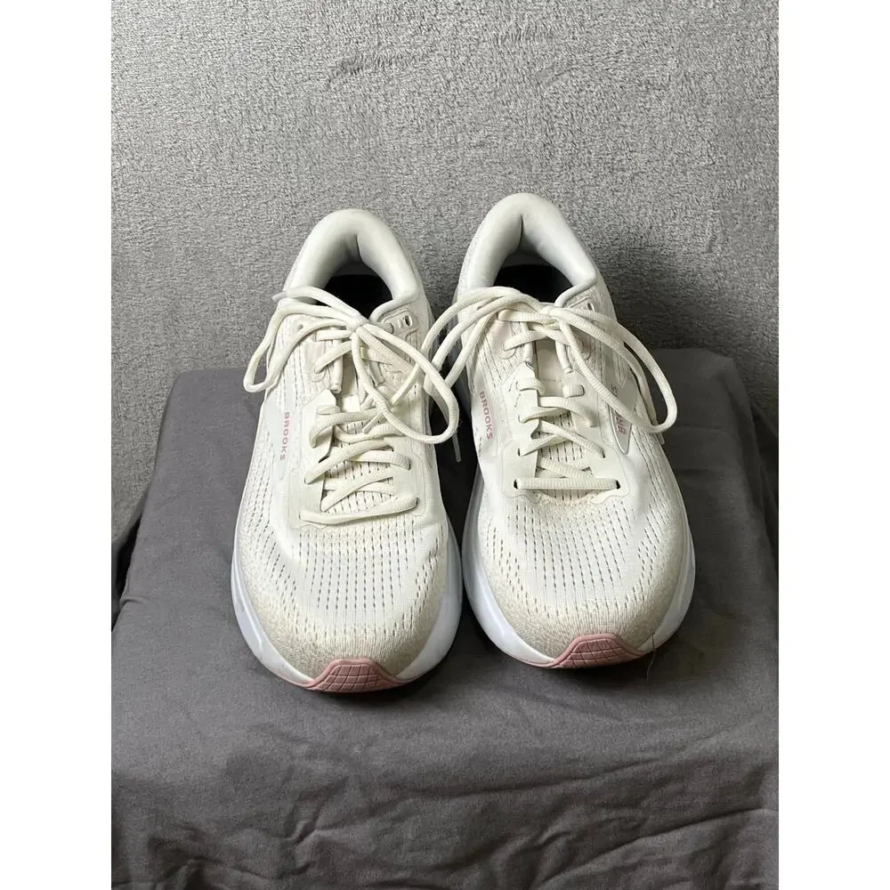 Brooks Ghost Max 2 Running Shoes Women's 9 2E Extra Wide White Pink Sneakers